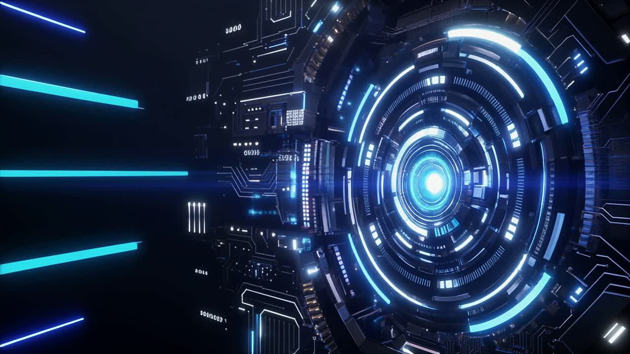 Futuristisk digital teknologibakgrunn med glødende blå kretser