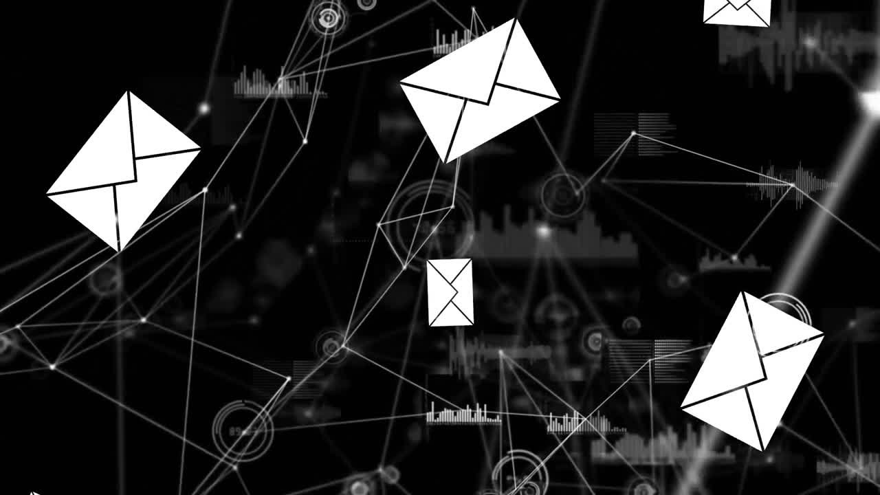 iconos de mensajes con gráficos y estadísticas