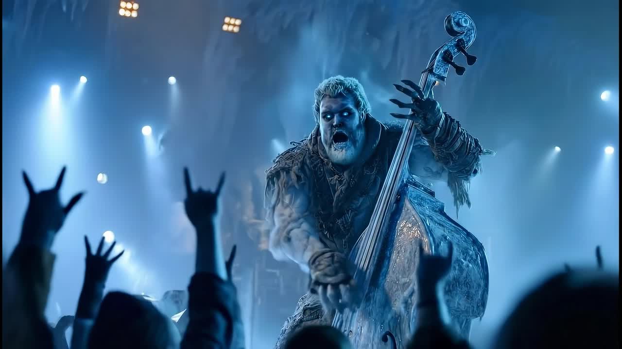 Ice Monster Bassist at a Rock Concert