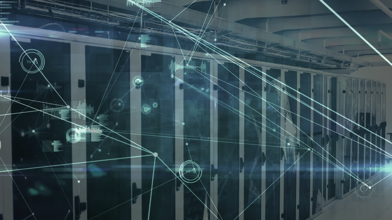 Animation of network of connections over server room
