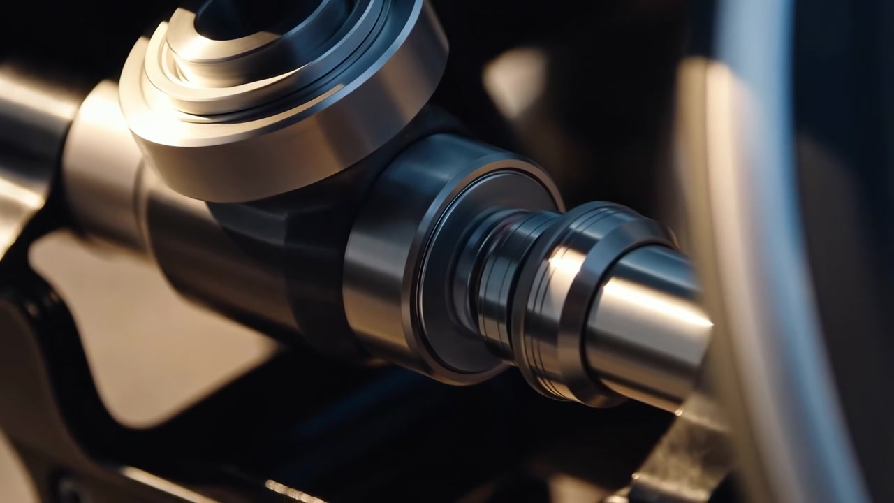 industrial equipment mechanical engineering scene with precise rotating metallic gears and cylindrical components in a silver and black industrial environment, captured with a close-up view.