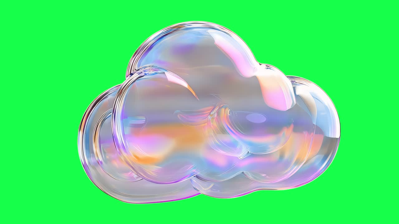 Holographic 3d cloud animation, transparent 4K video, green screen