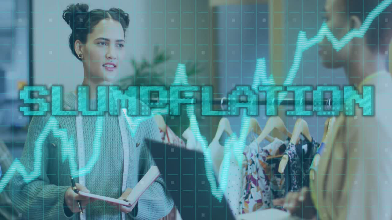 슬램플레이션 및 금융 데이터 처리에 대한 다양한 사업가들의 애니메이션