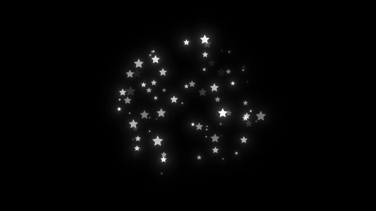 Animated Glowing Stars Expanding and Fading on Black Background
