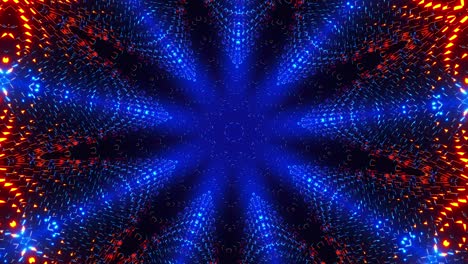 blue and orange starburst with light. kaleidoscope vj loop