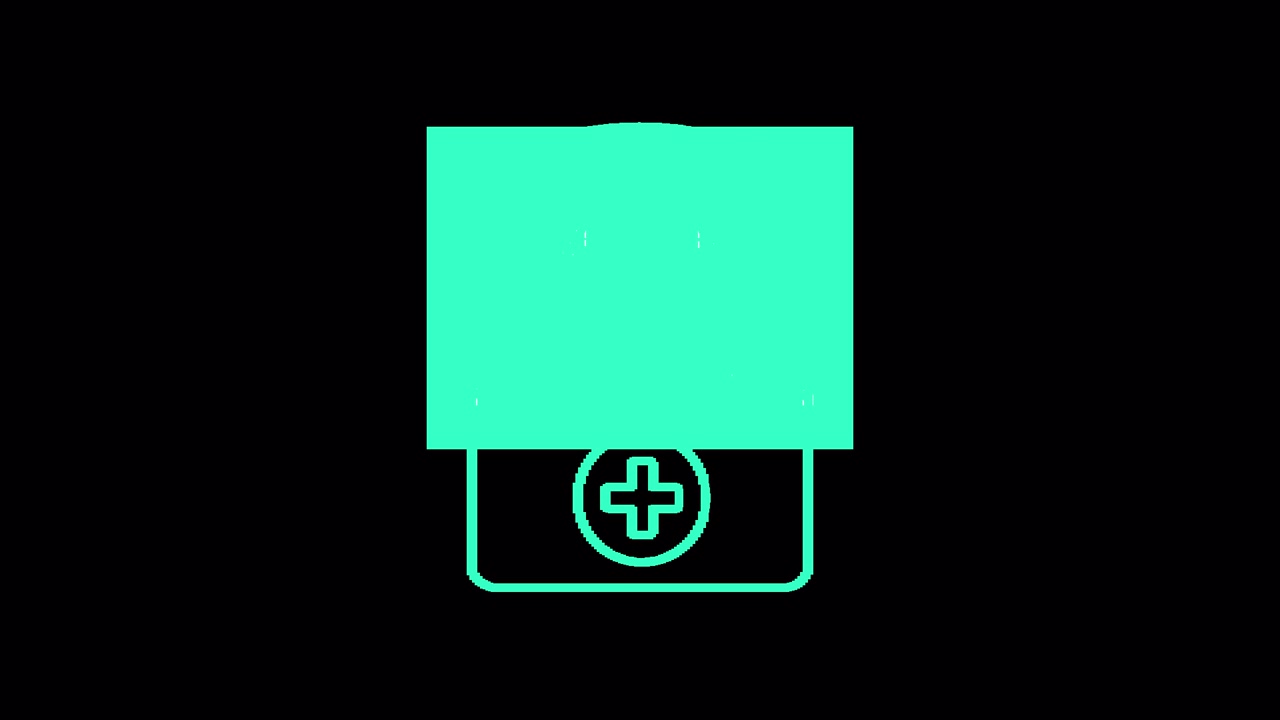 Animated Turquoise Square Reveals Plus Sign and Clock Icons