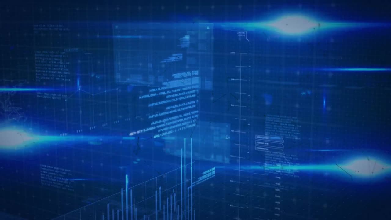 파란색 배경 위의 데이터 처리 애니메이션