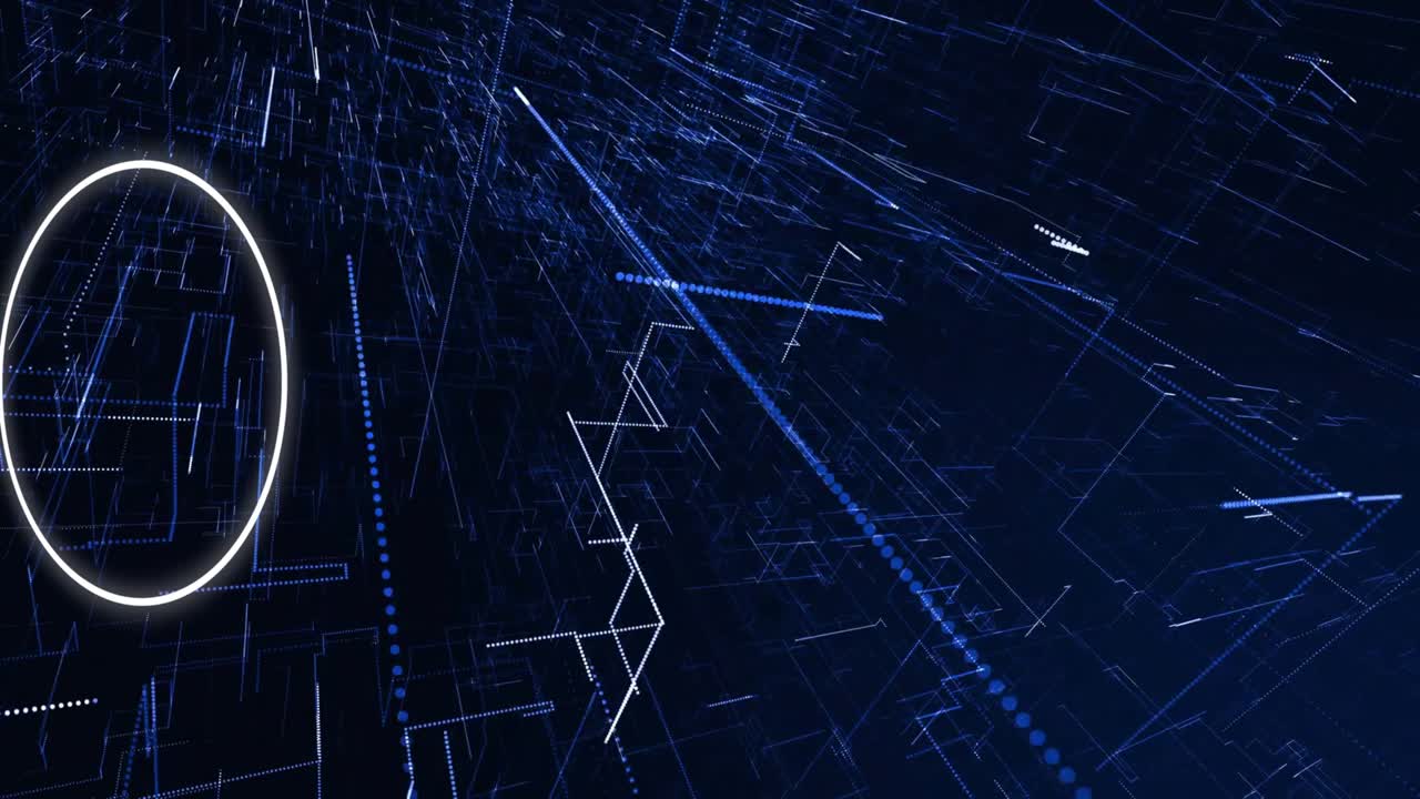 Animation of connections and data processing over dark background