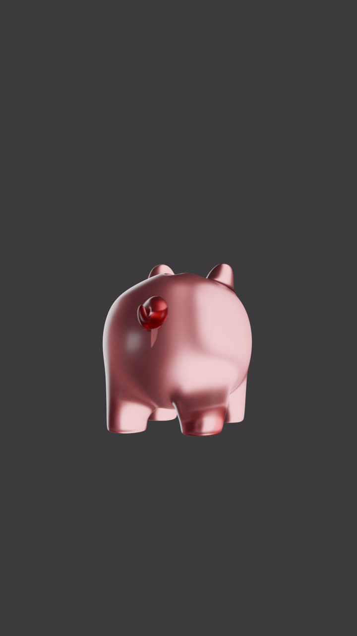 3D Rendered Rose Gold Piggy Bank