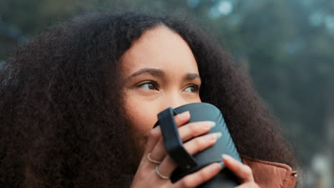 Thinking,-nature-and-a-woman-with-coffee