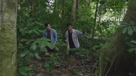 two men exploring the jungle