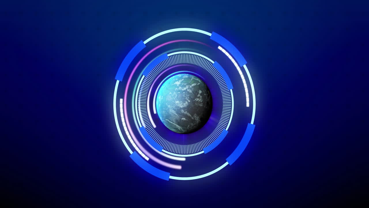 animación de escaneo de alcance y procesamiento de datos en todo el mundo