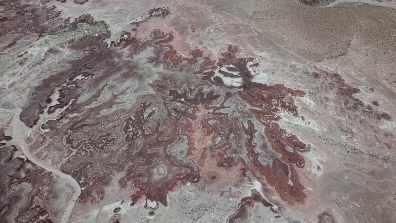 유타 사막의 사암 언덕에 대한 추상적 공중 전망, 행성 화성 풍경과 가장 가까운 미국 행크스빌