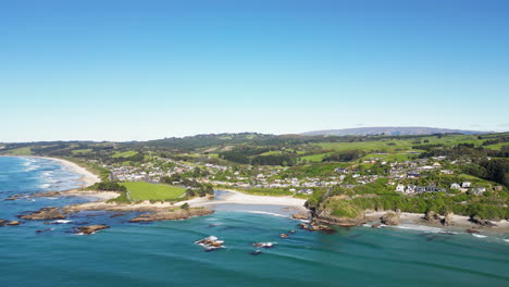 coastline drone shot of brighton new zealand