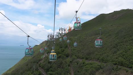 cable car rides are seen at the amusement and animal theme park ocean park in hong kong