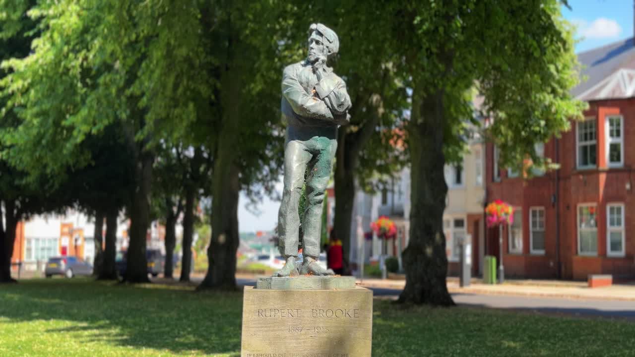 Rupert Brooke english poet from Rugby, United Kingdom statue landmark