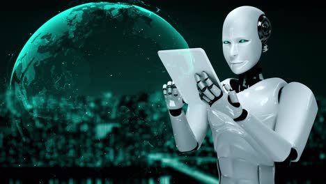 robot futurista de inteligencia artificial humanoide para fábricas industriales