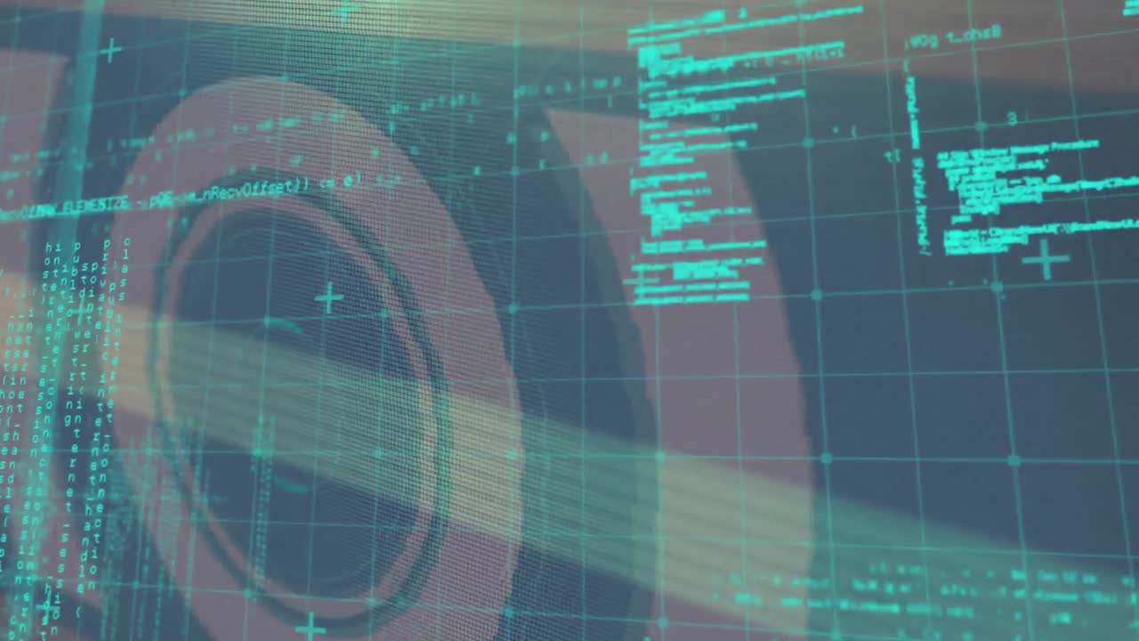 анимация сканирования сферы с сбоями и обработкой данных