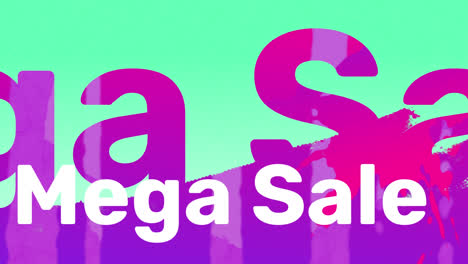 animación de texto de mega venta sobre sombra rosa sobre fondo azul
