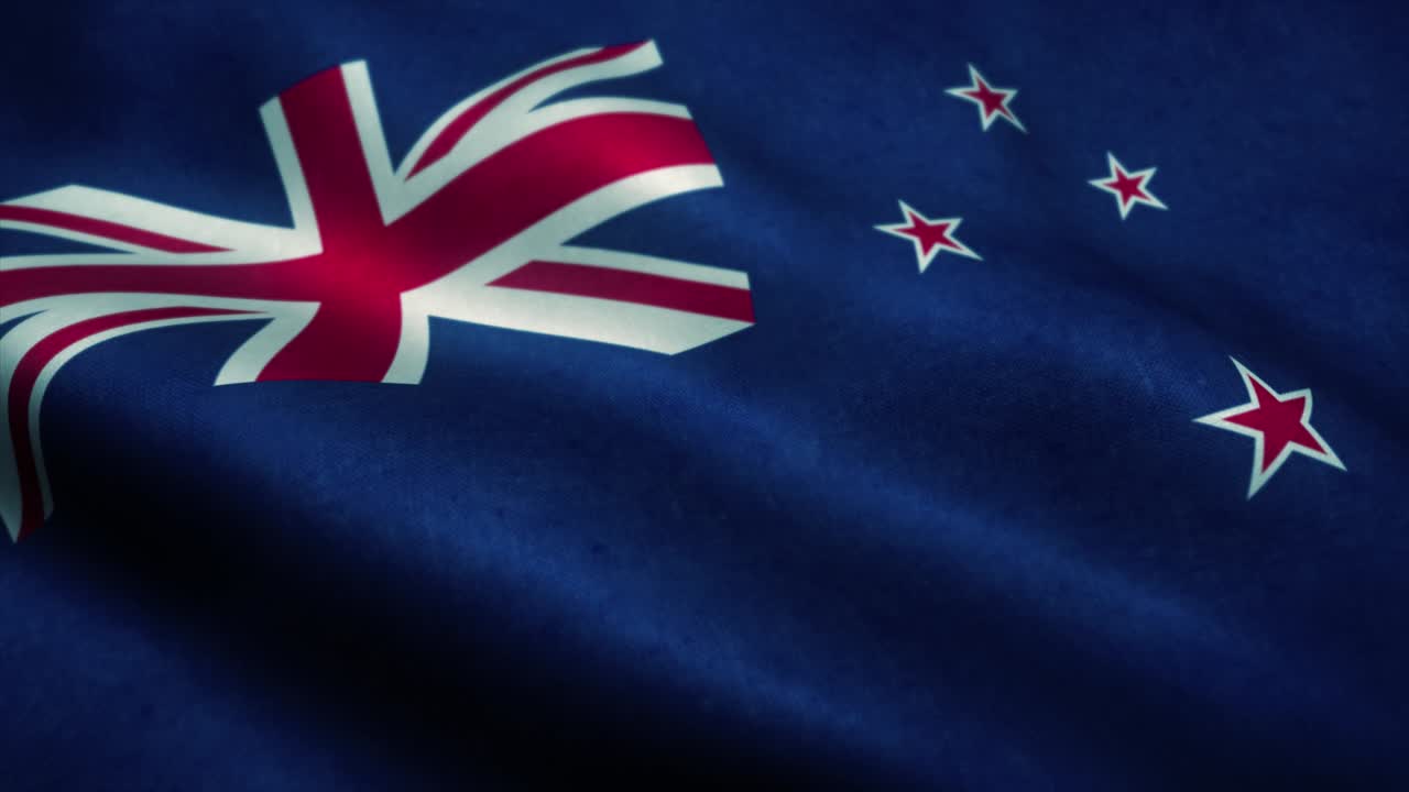 바람에 흔들리는 뉴질랜드 발, 뉴질랜드의 국기, 뉴질랜드의 표지, 시엄리스 루프 애니메이션