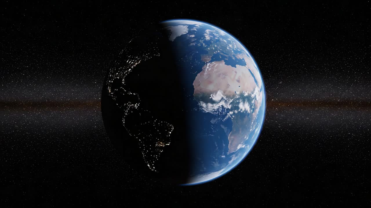 A Stunning Visual Contrast of Earth in Space, Capturing the Delicate Balance of Day and Night, Illuminated Regions, and the Enigmatic Beauty of Our Planet Against a Starry Background