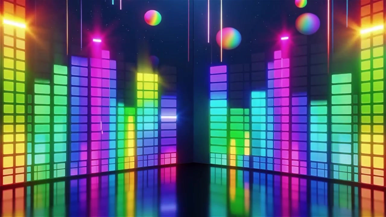Futuristic Rainbow Neon Music Equalizer Visualizer Background