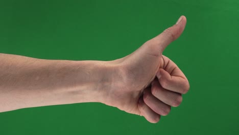 collection of male hand positive and negative gestures on a green screen