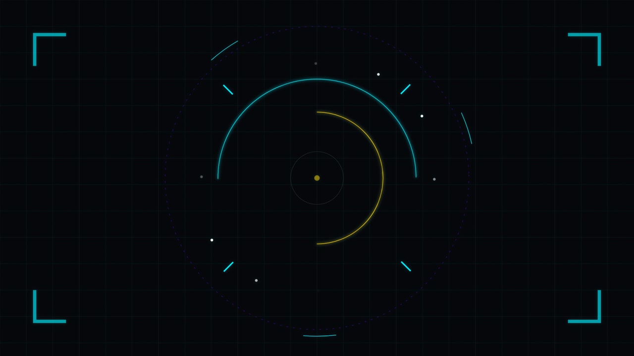 Futuristic Digital HUD Interface with Rotating Circular Elements
