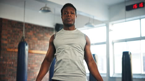black man, fitness and skipping rope in cardio
