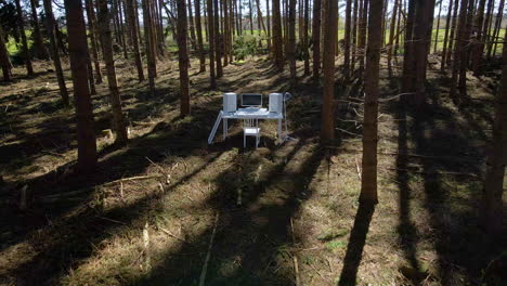 isolated set up of working equipment's in an open tropical woodland