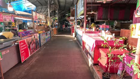 a walk down a vibrant, colorful market corridor.