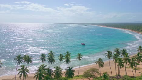 reflections of sunlight on surface of waters of los coquitos beach, cabrera in dominican republic