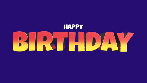 tarjeta de cumpleaños colorida con texto rojo y amarillo en fondo azul