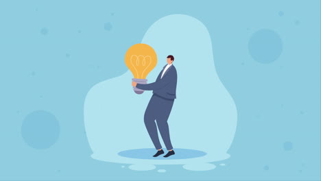 elegant businessman with bulb character animation