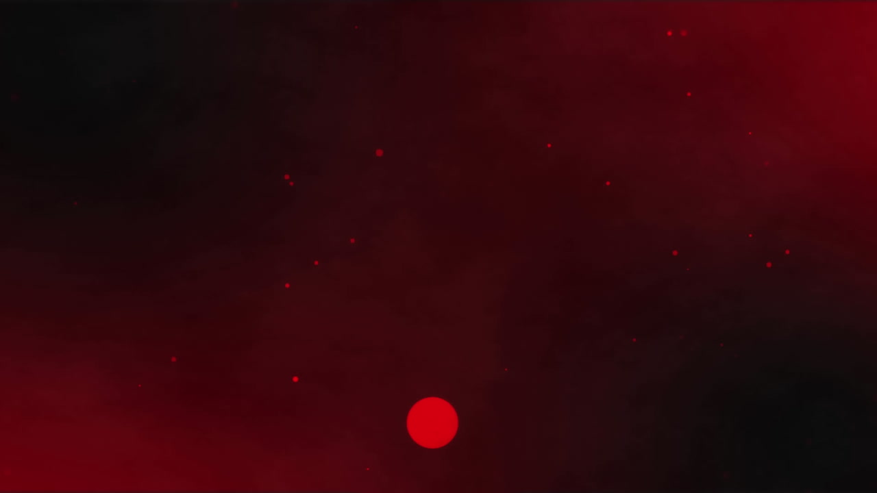 Animazione di particelle rosse luminose che si muovono su sfondo rosso scuro