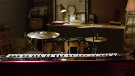 musical instruments in a room