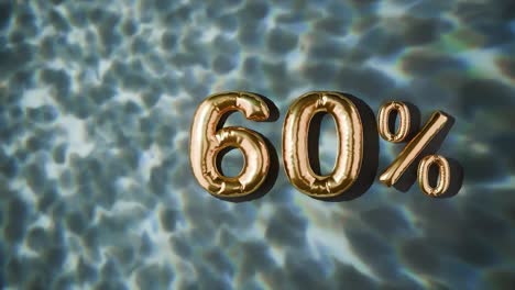 goldene 60% über wasserwellen auf schwarzem hintergrund schwimmen