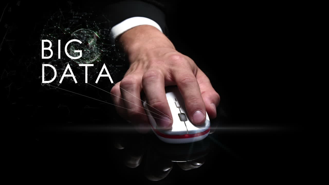 Hand on a computer with digital animation