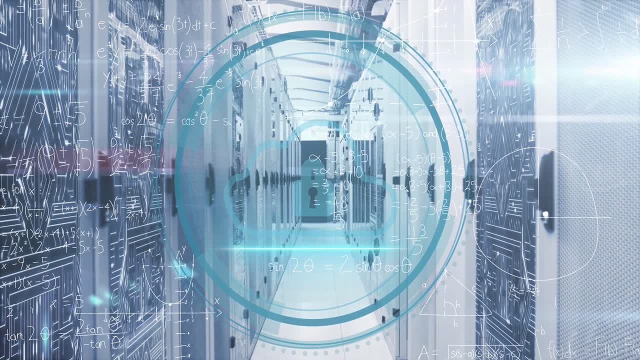 클라우드 및 컴퓨터 서버를 통한 데이터 처리로 범위의 애니메이션