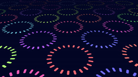 Colorful-neon-circles-and-dots-pattern-in-rows
