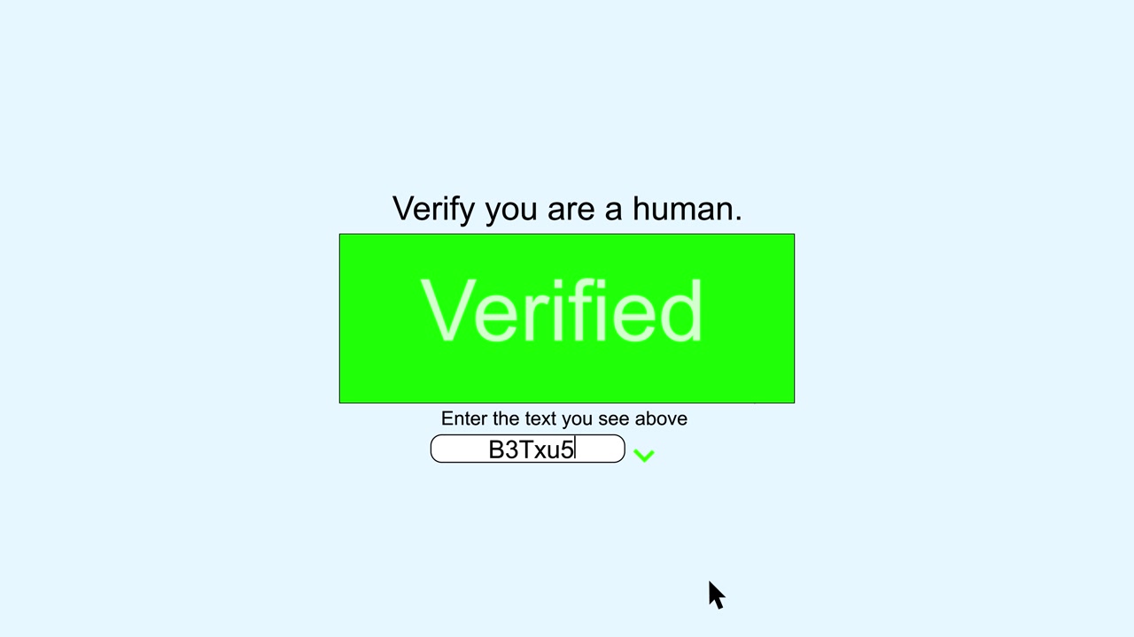 Digital human verification interface with captcha challenge input field cursor validation background