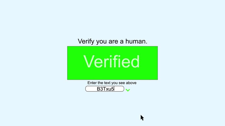 Digital human verification interface with captcha challenge input field cursor validation background
