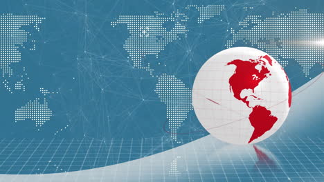 animated world map with red globe and network connections