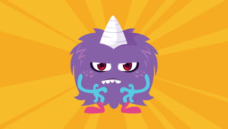 fluffy angry unicorn monster