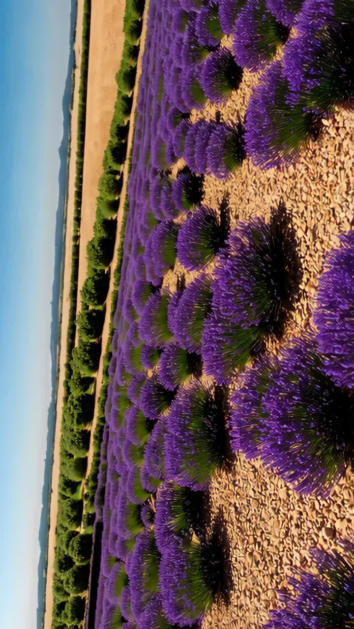 Lavender Field with Rows of Trees