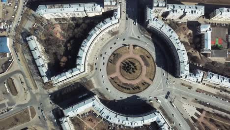 aerial view of a city roundabout