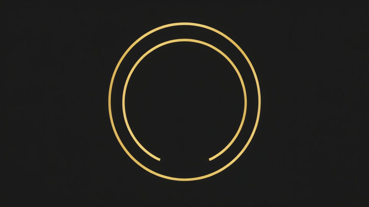 Abstract Golden Rings Expanding on a Dark Background