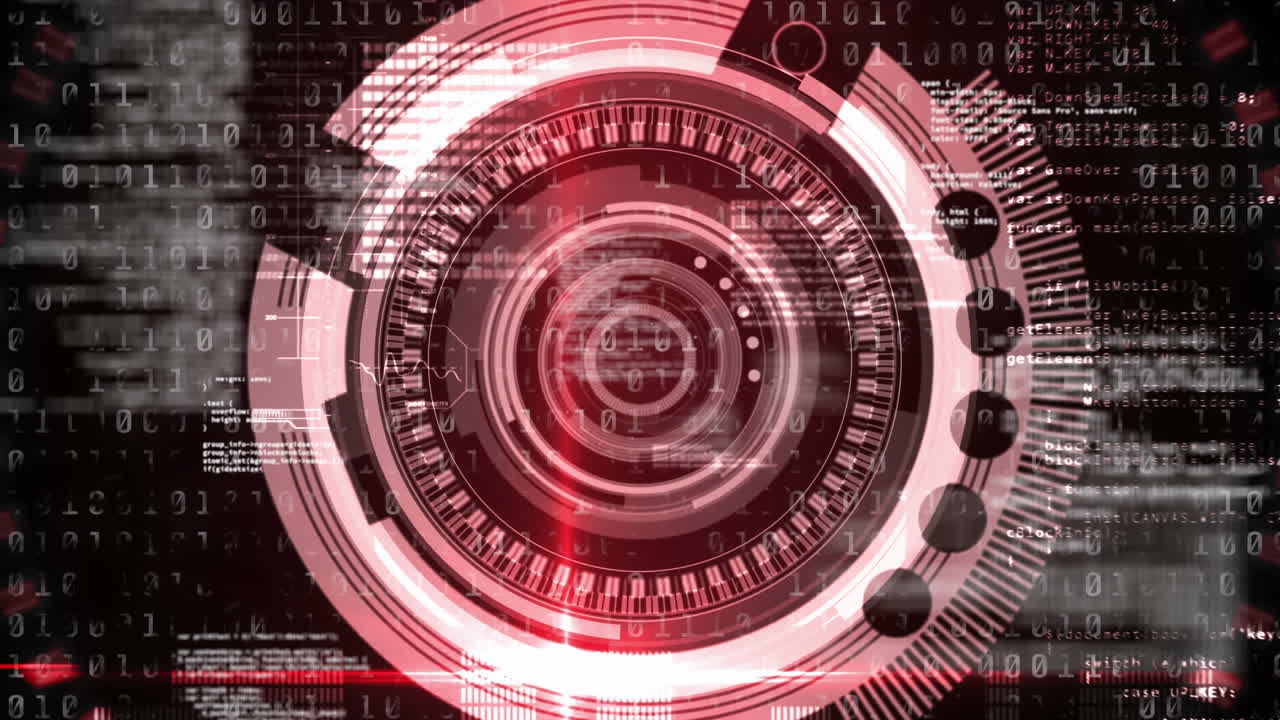 animación del giro del alcance sobre la codificación binaria y el procesamiento de datos