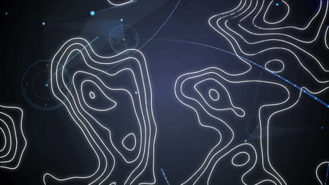 animación digital de la topografía contra la red de conexiones sobre fondo azul