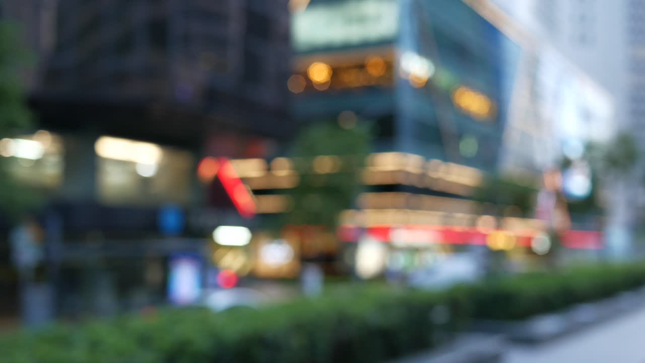 밤에 싱가포르 도시 건물의 흐릿한 전망 ,